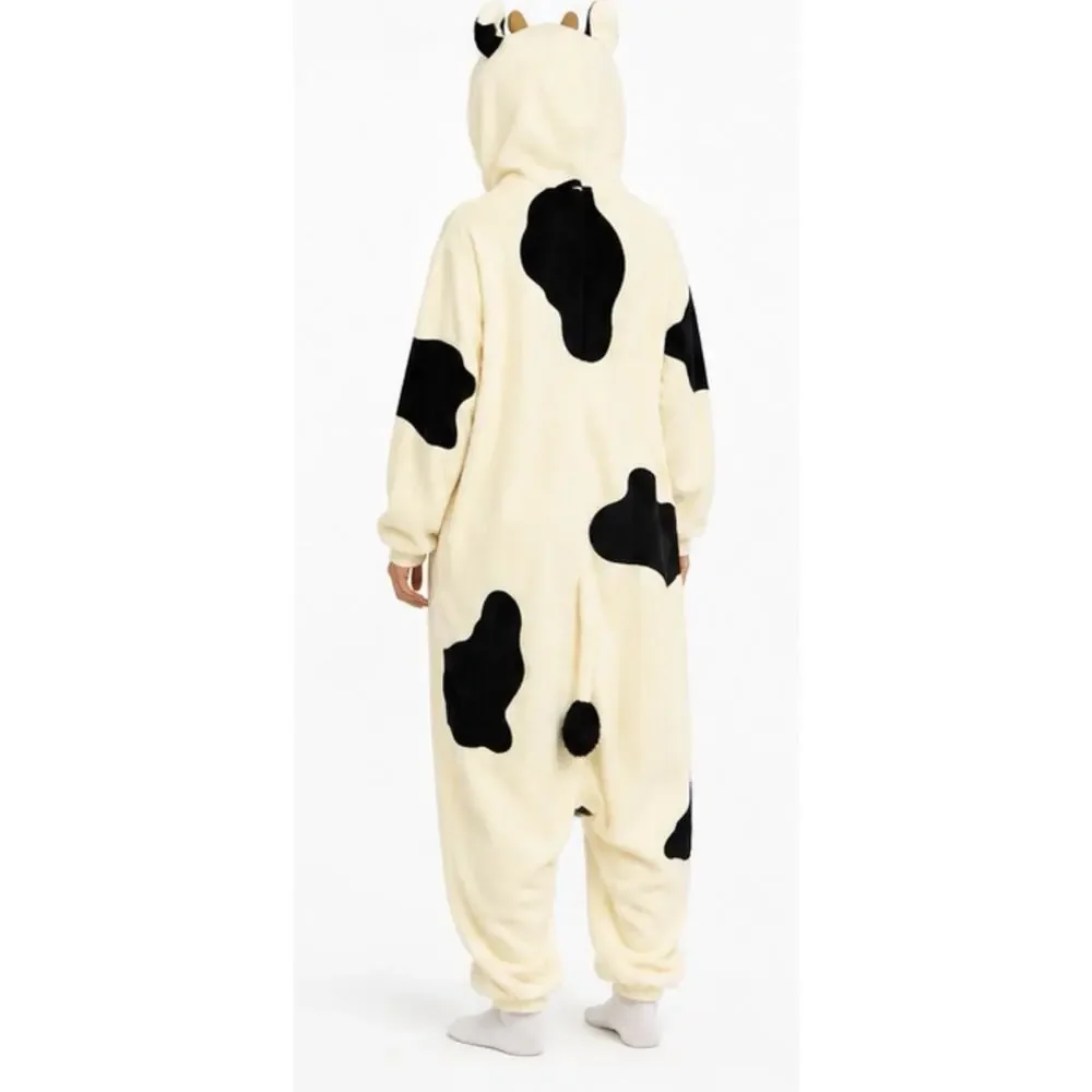 Family Clothes Cow Jump Suit Costume Adult XL Hooded Animal Kigurumi Pajamas